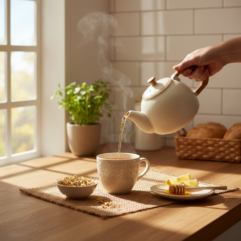 朝のハーブティー